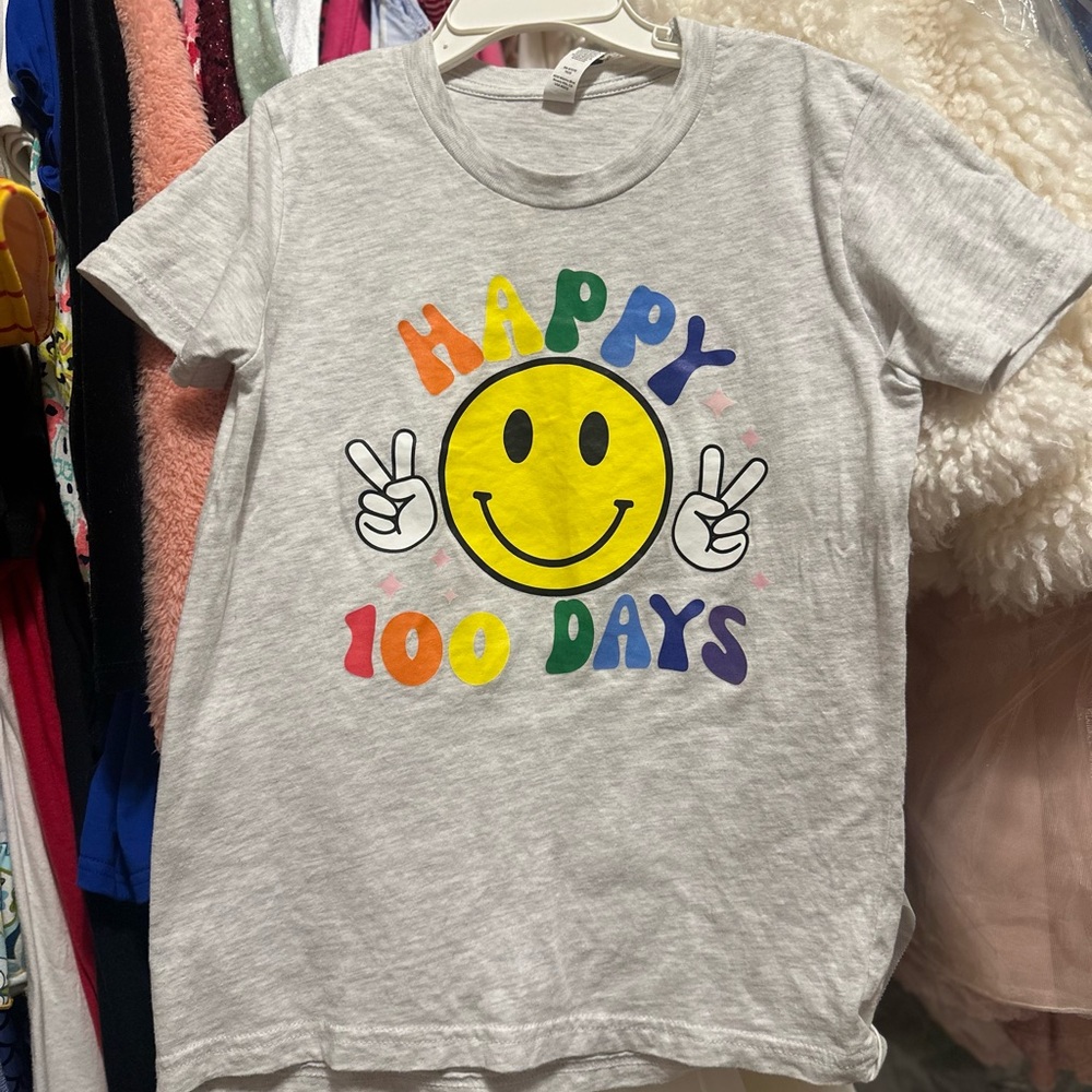 Gray and Yellow Smiley Face Short Sleeve Tee